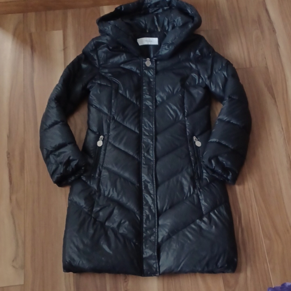 Tahari Down Long Hooded Winter Coat S